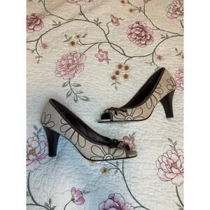 cream and brown with bow heels